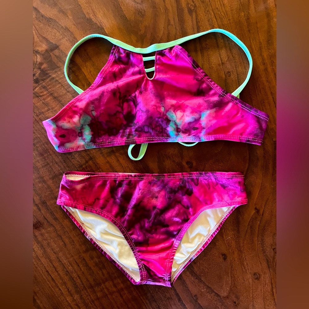 2 piece pink tiedye swimsuit